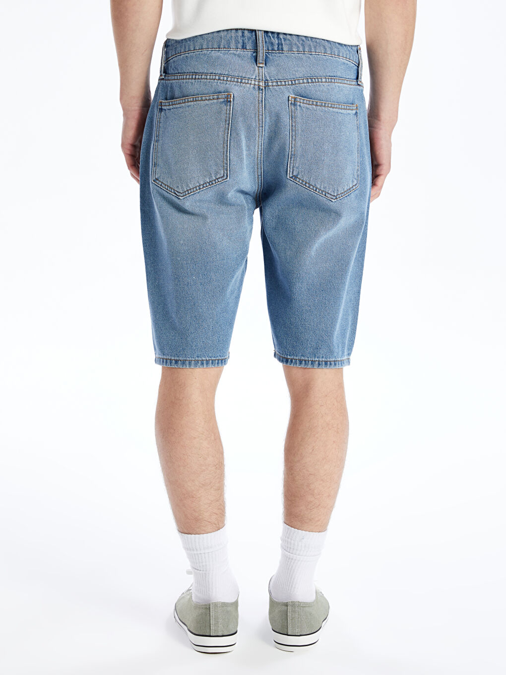 Short en Jean pour Hommes Coupe Régulière-3