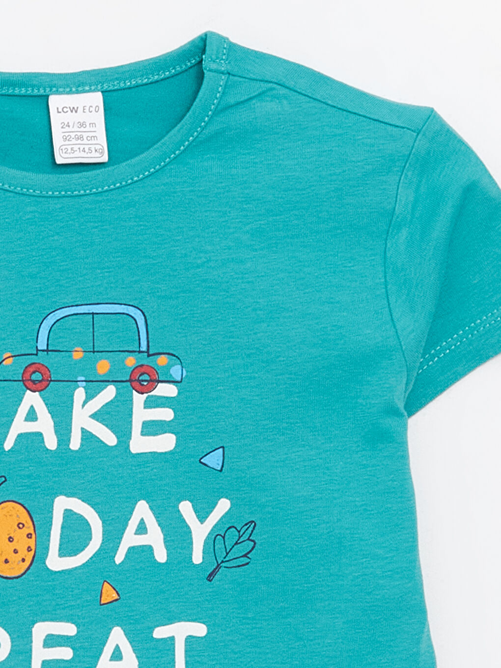 Yeşil Bisiklet Yaka Kısa Kollu Baskılı Erkek Bebek Şortlu Pijama Takımı-2