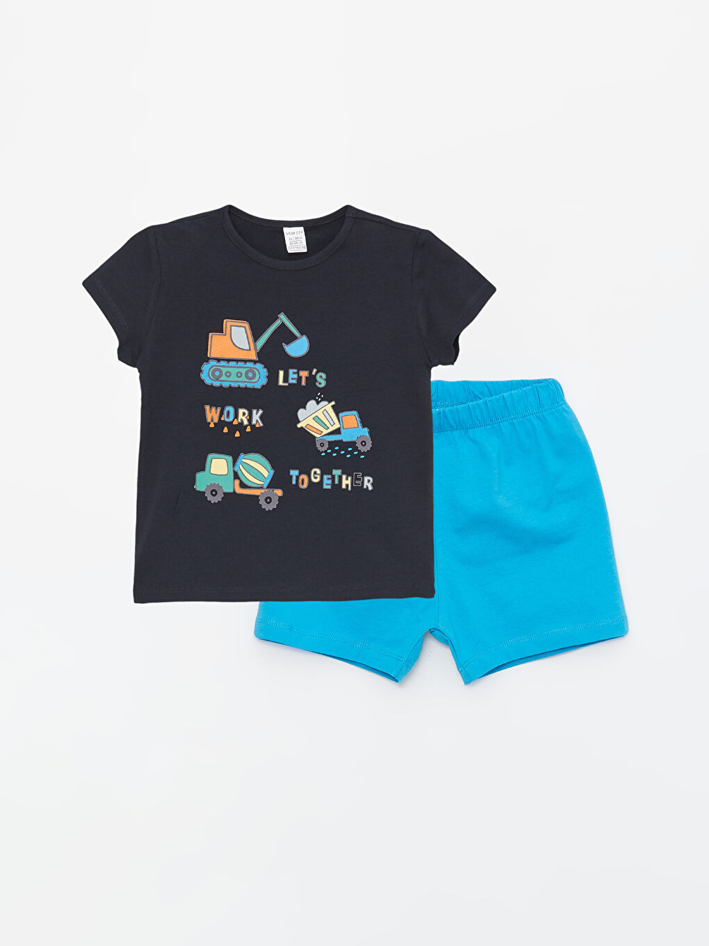 Crew Neck Short Sleeve Printed Baby Boy Shorts Pajama Set -S4FG10Z1-DWP
