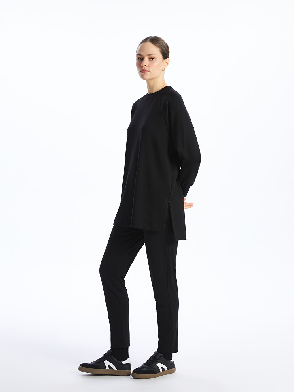 Crew Neck Regular Long Sleeve Oversize Women's Tunic -S4FG63Z8-CVL