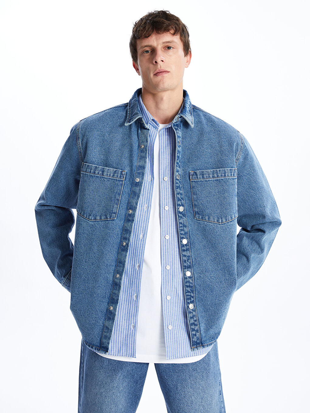 LCW Jeans Regular Fit Langarm Denim-Hemd für Herren -S4FG96Z8-H45