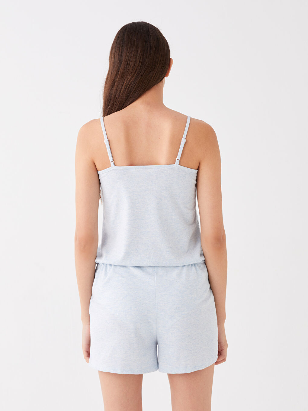 V-Neck Lace Detailed Strap Women's Short Jumpsuit Pajamas -S4FH12Z8-L8Y