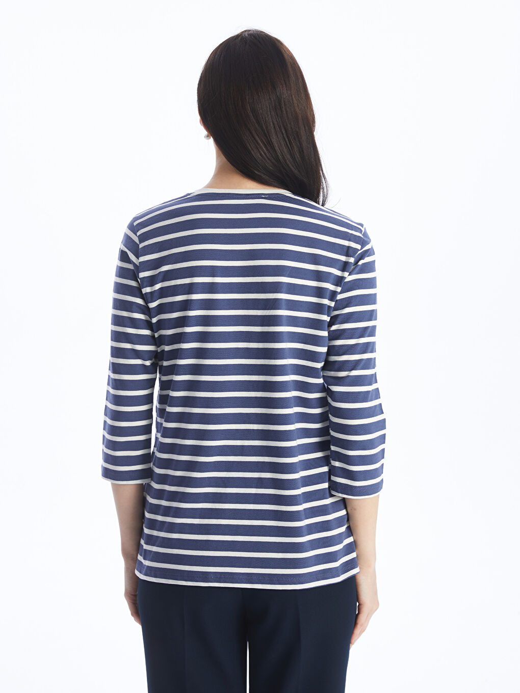 Crew Neck Striped Women T-Shirt -S4FH83Z8-LGS