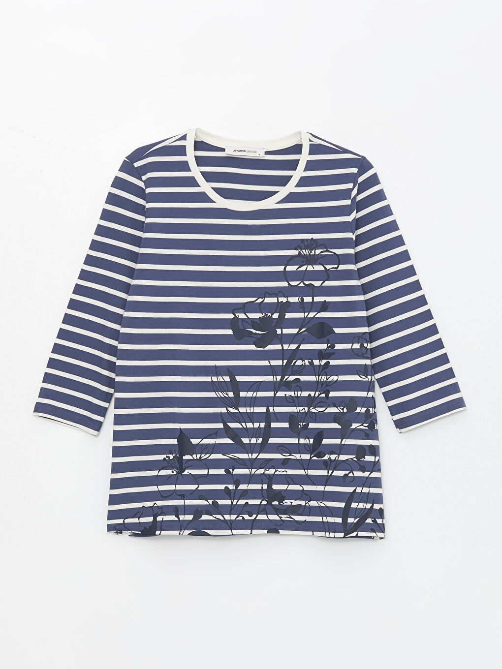 Crew Neck Striped Women T-Shirt -S4FH83Z8-LGS