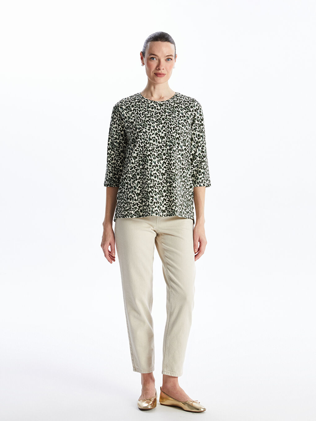 Crew Neck Patterned Women's Blouse -S4FH95Z8-LQA