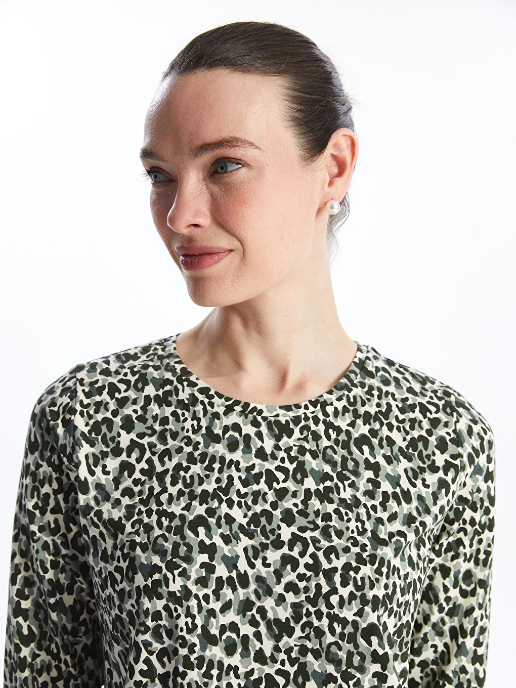 Crew Neck Patterned Women's Blouse -S4FH95Z8-LQA