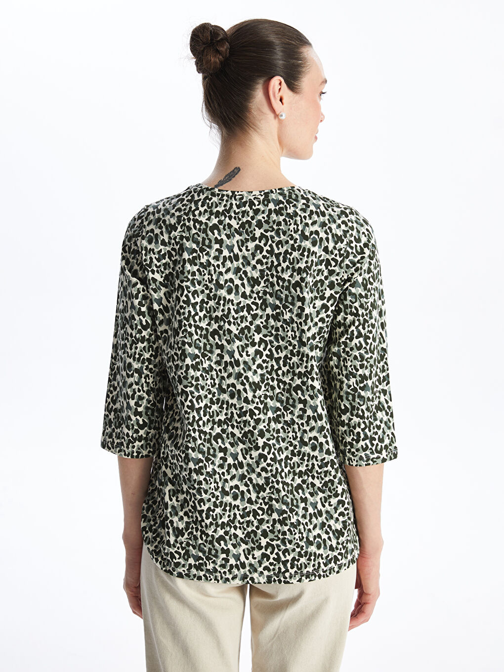 Crew Neck Patterned Women's Blouse -S4FH95Z8-LQA