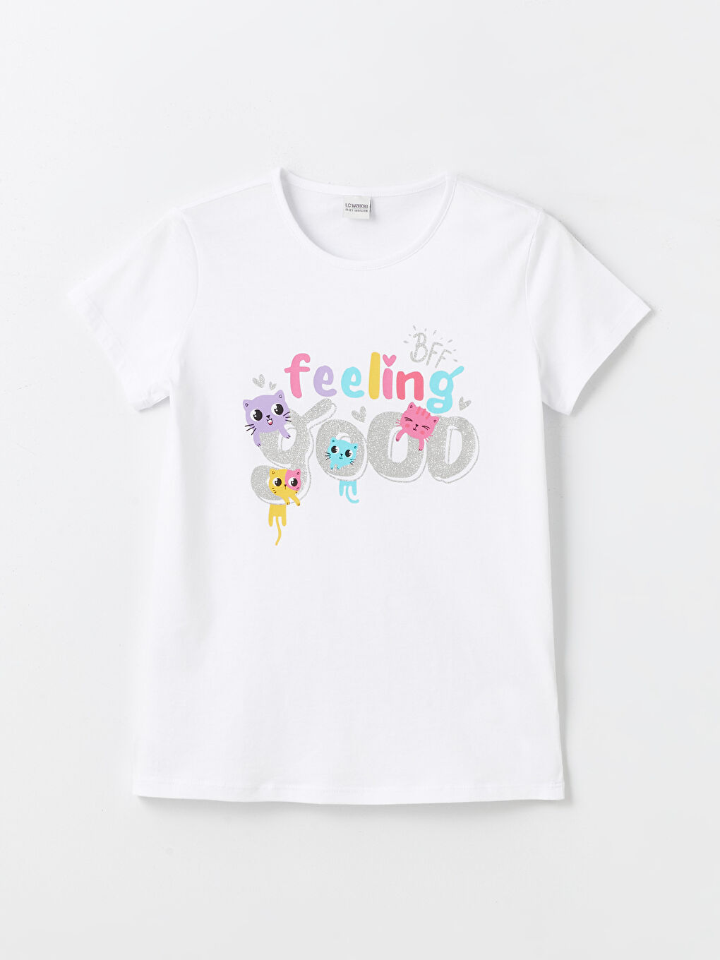 Crew Neck Printed Short Sleeve Girls' T-Shirt