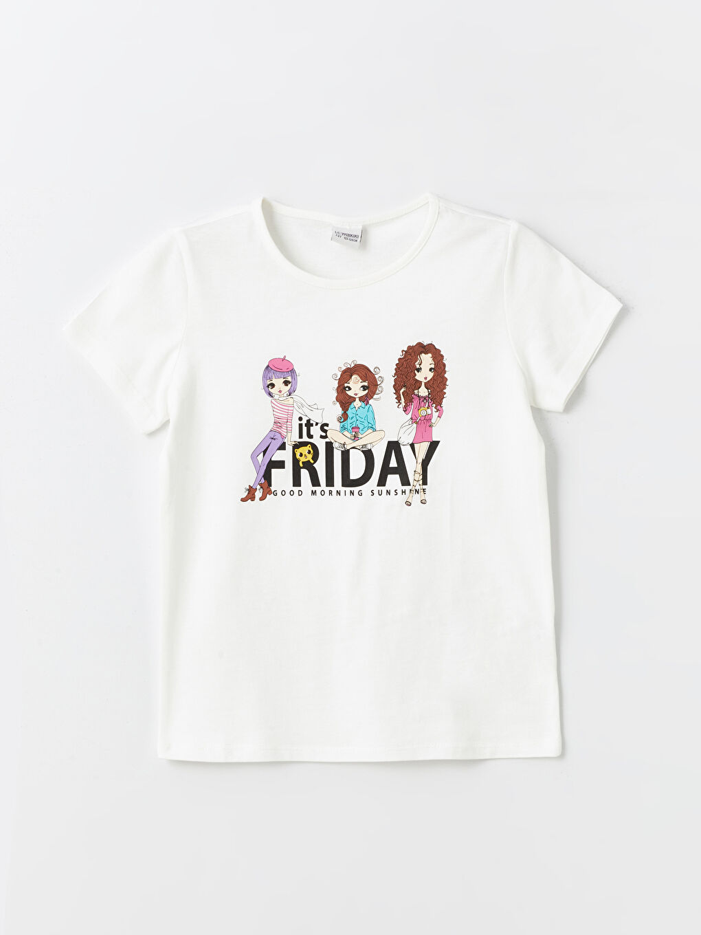 Crew Neck Printed Short Sleeve Girls' T-Shirt