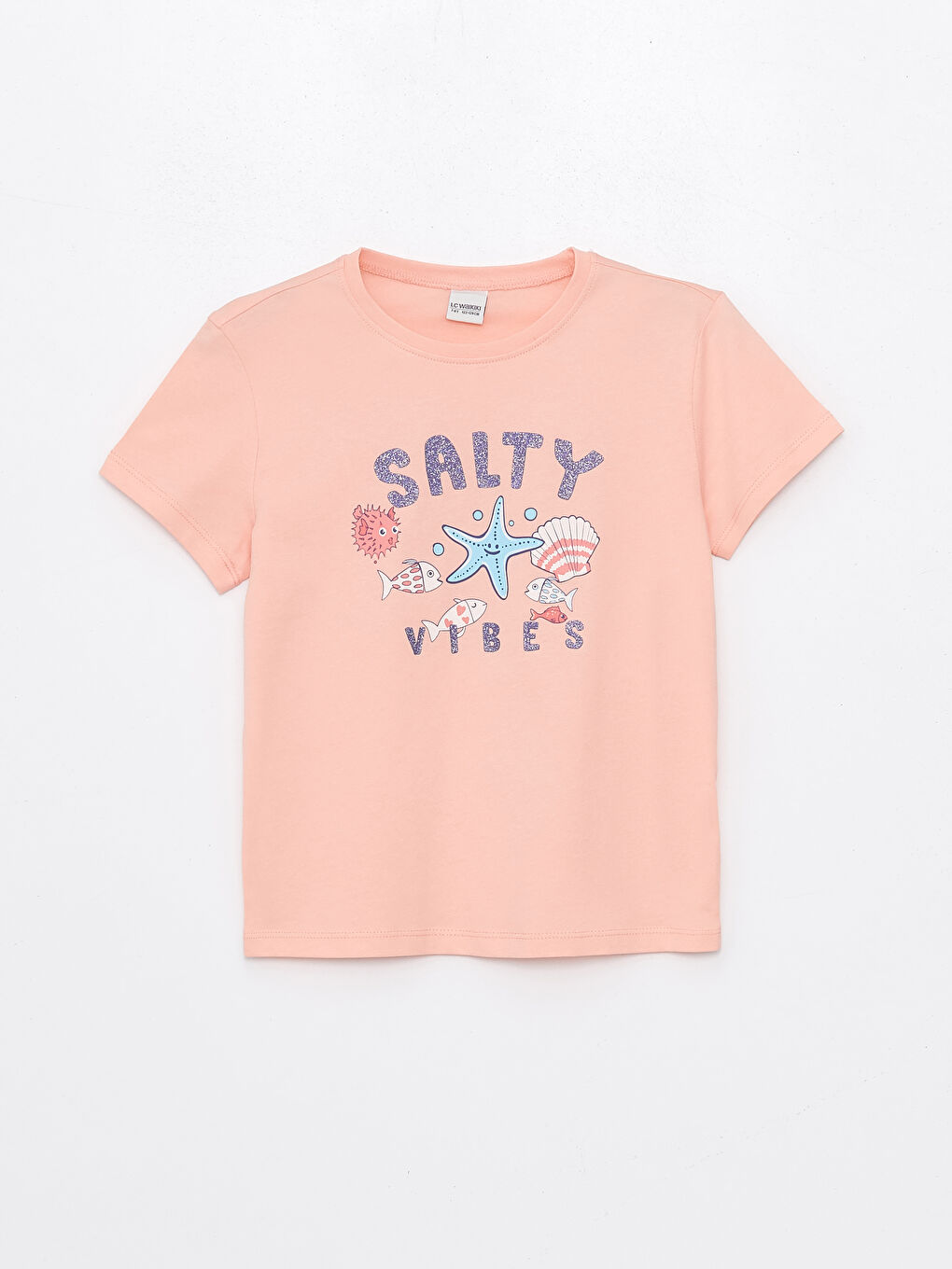 Crew Neck Printed Short Sleeve Girls' T-Shirt