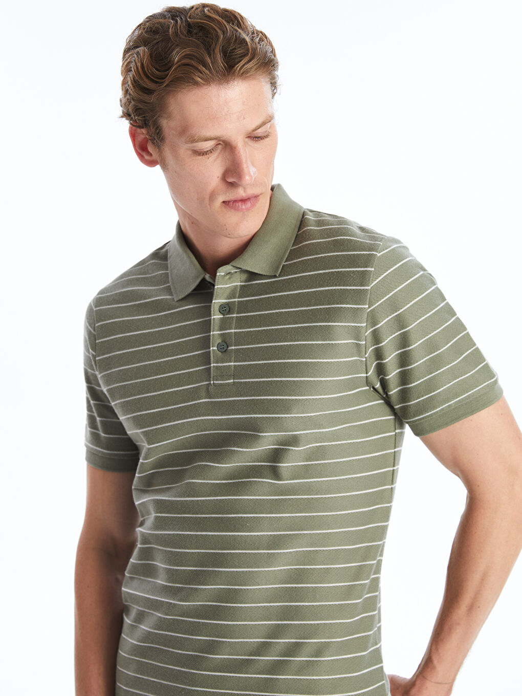 تي شيرت رجالي مخطط بكم قصير وكول بولو-1