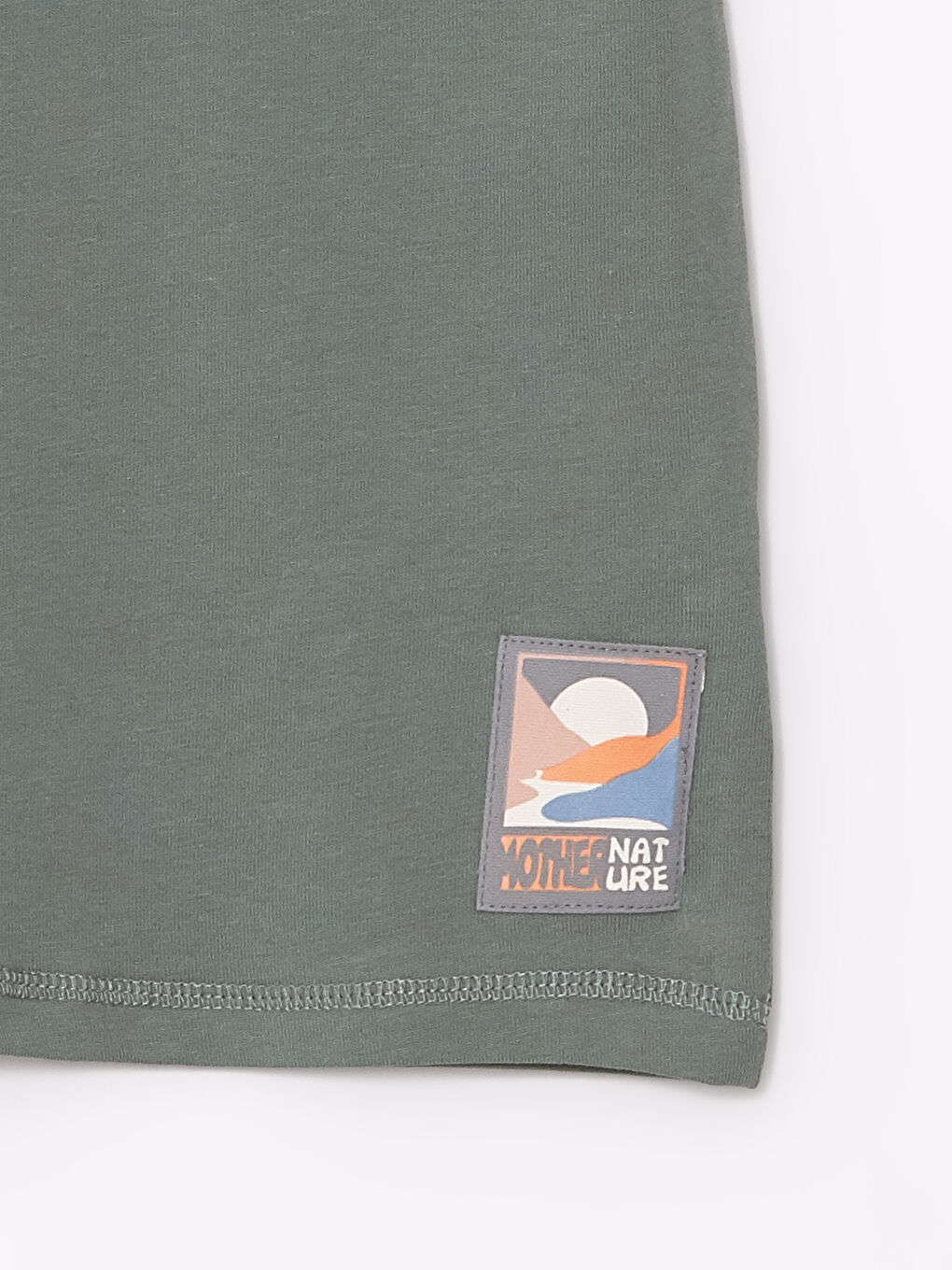 Yeşil Oversize Bisiklet Yaka Erkek Çocuk Tişört-1