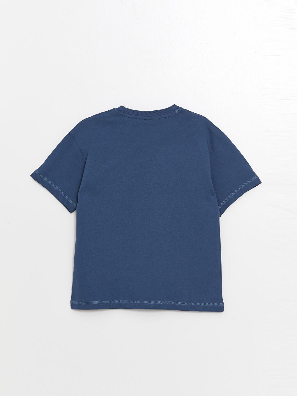 Lacivert Oversize Bisiklet Yaka Erkek Çocuk Tişört-1