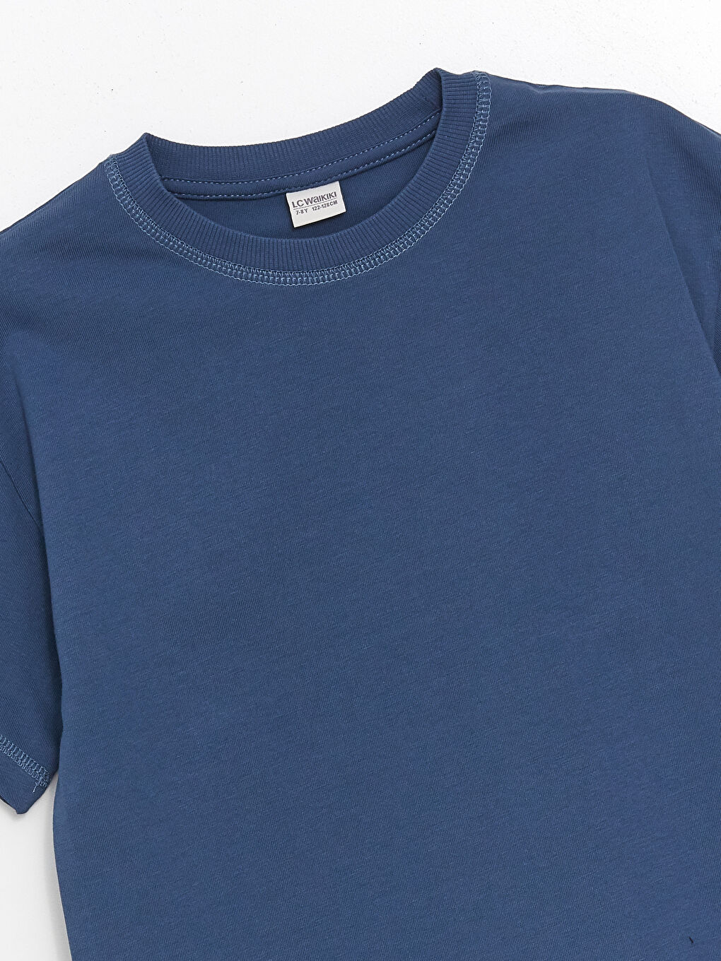 Lacivert Oversize Bisiklet Yaka Erkek Çocuk Tişört-2