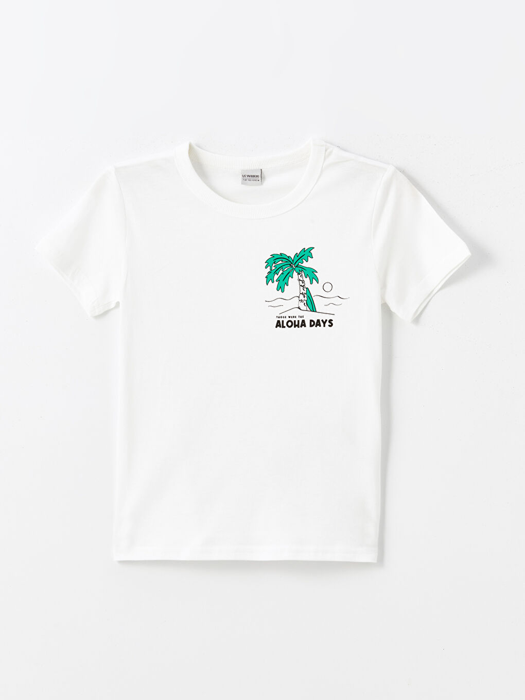 Ekru Bisiklet Yaka Baskılı Kısa Kollu Erkek Çocuk Tişört