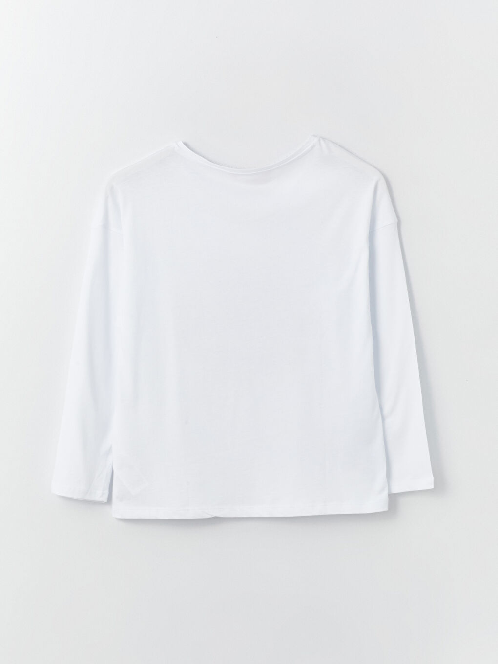 Beyaz Bisiklet Yaka Baskılı Kadın Pijama Üst-3