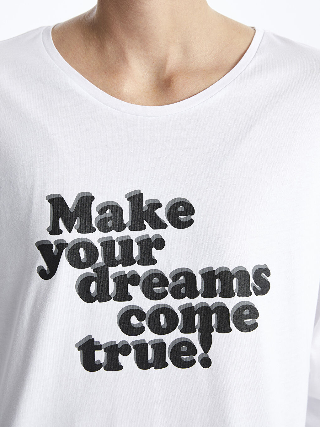 Crew Neck Printed Long Sleeve Women's Pyjama Set -S4FJ03Z8-CVL