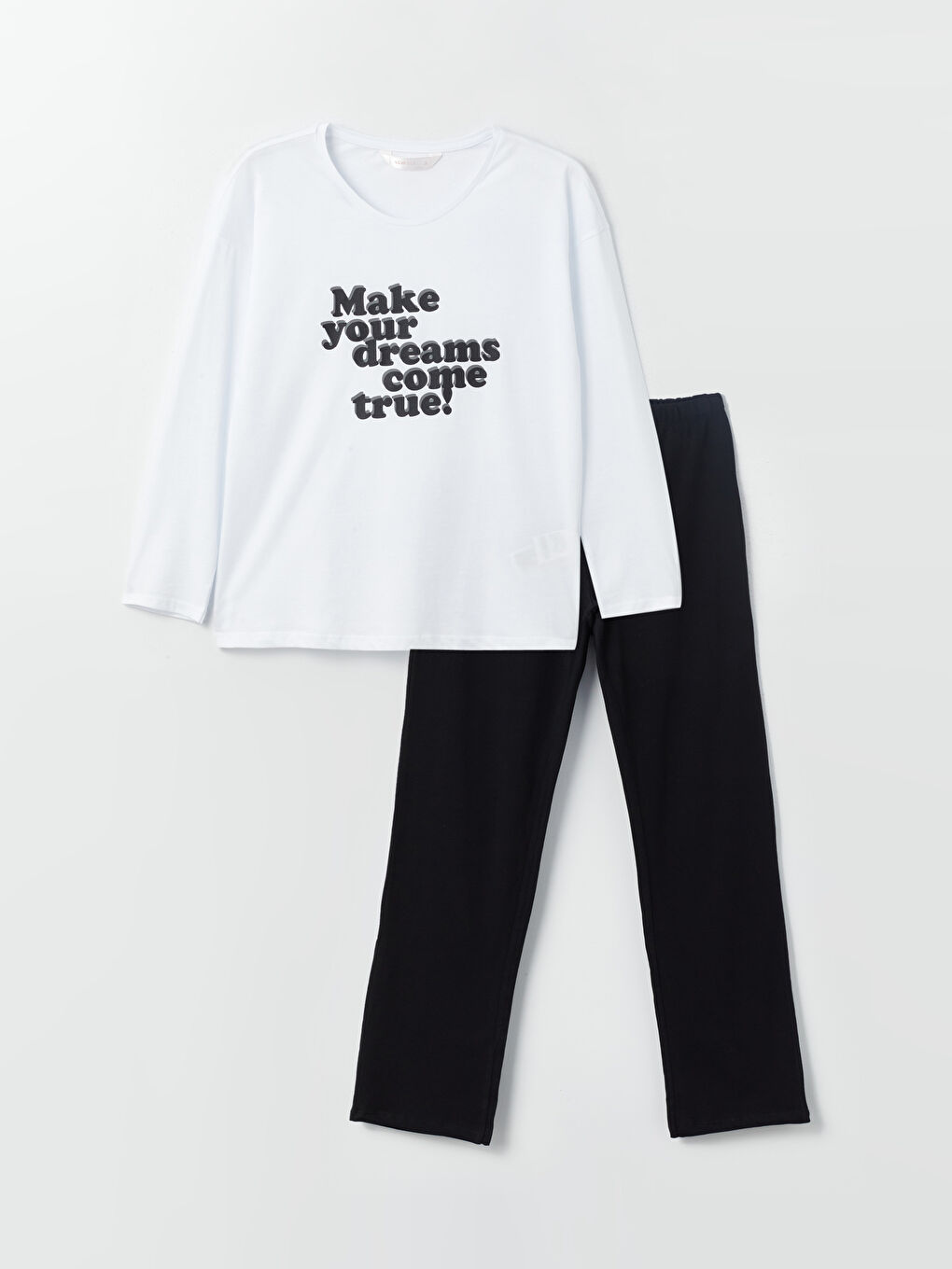Crew Neck Printed Long Sleeve Women's Pyjama Set -S4FJ03Z8-CVL