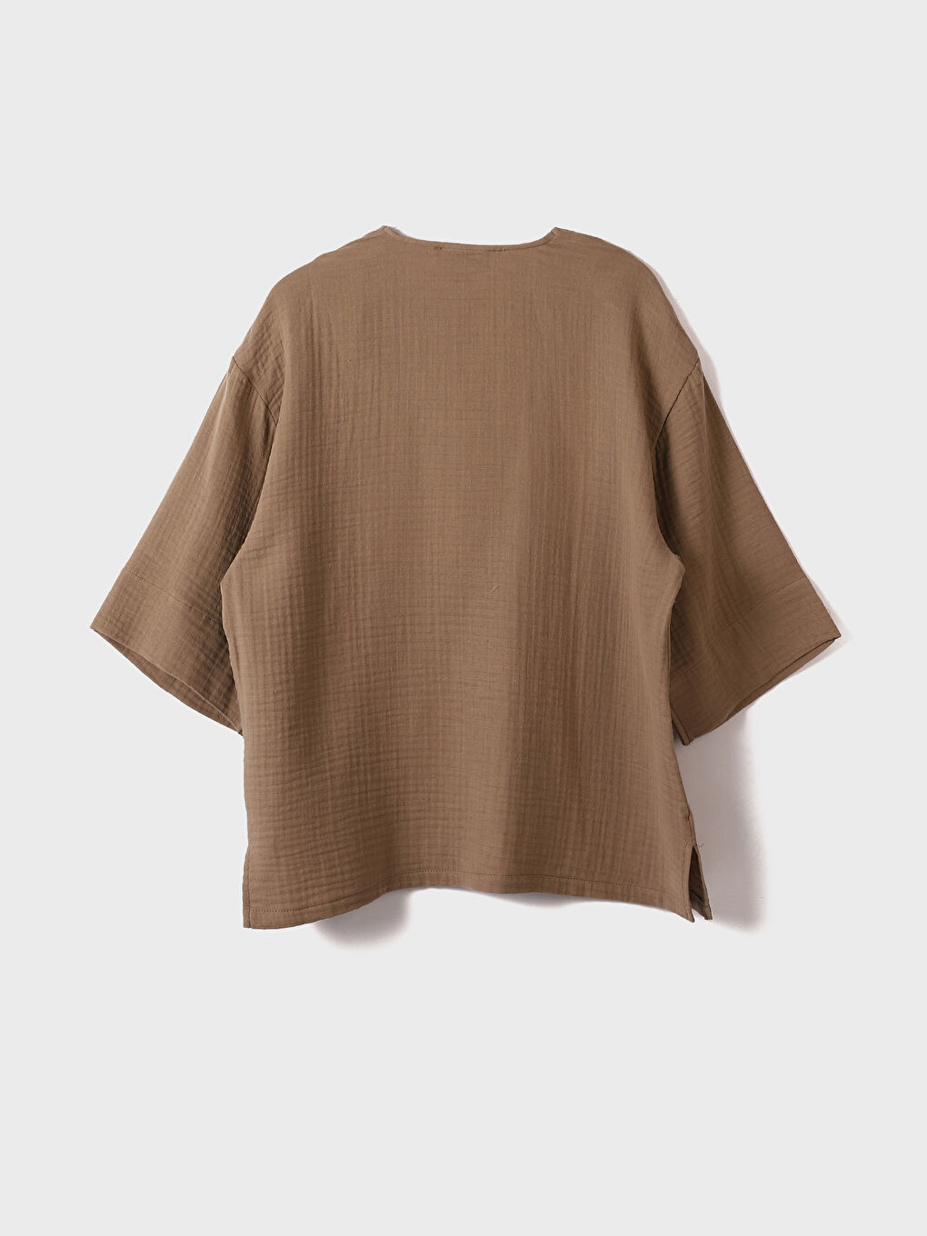 Kimono Uni à Col Châle pour Femmes-3