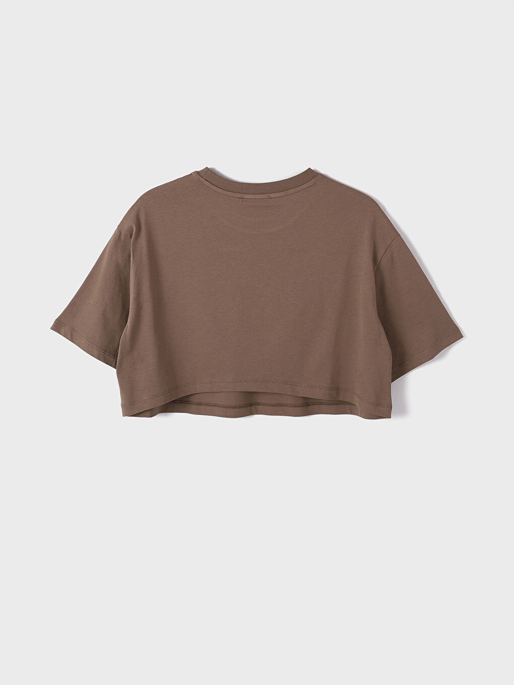 Crew Neck Plain Short Sleeve Women's Crop -S4FJ28Z8-Y0R