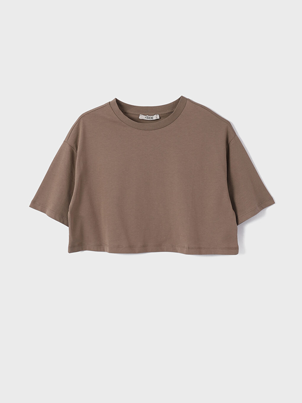 Crew Neck Plain Short Sleeve Women's Crop -S4FJ28Z8-Y0R