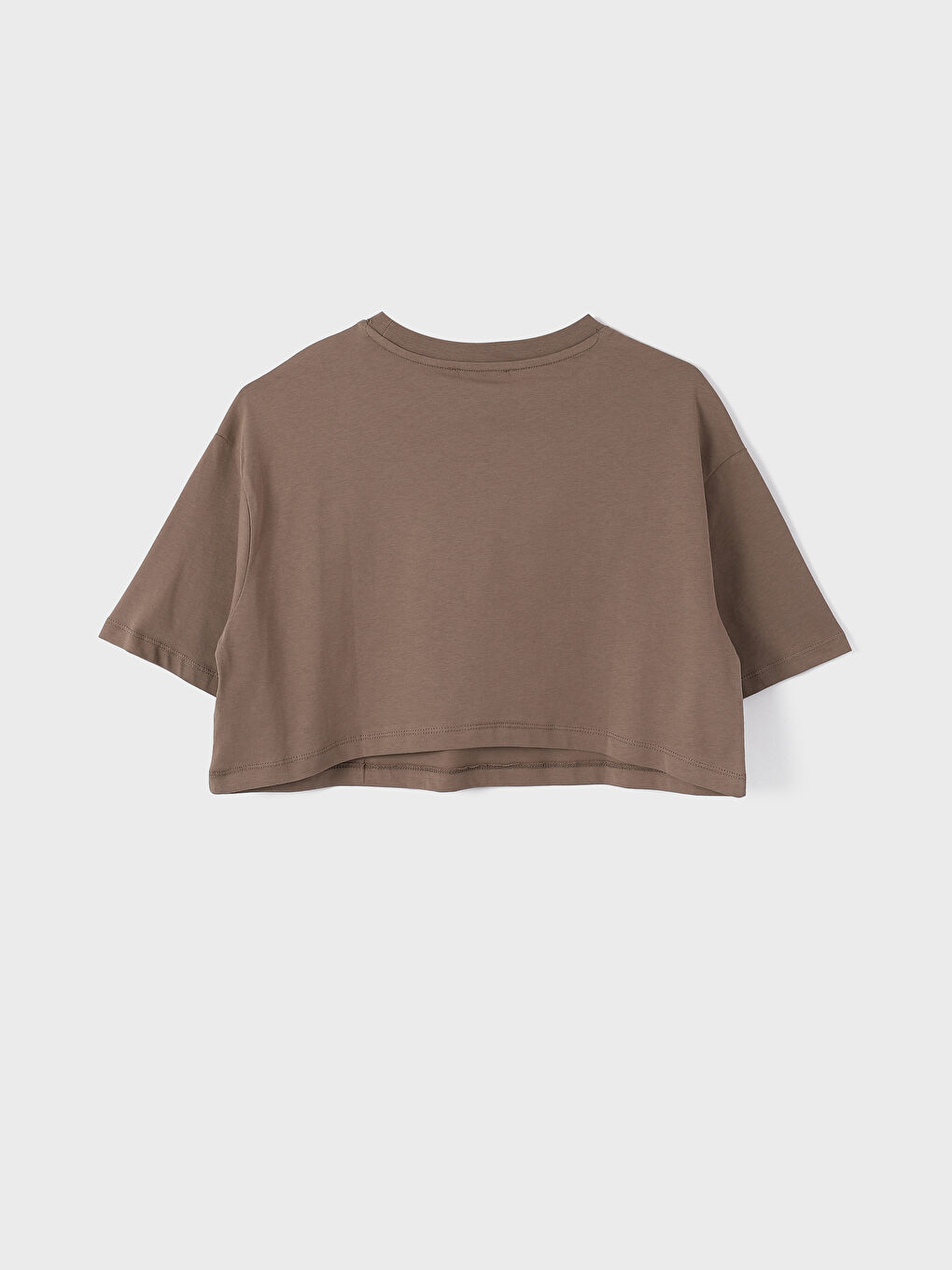 Crew Neck Plain Short Sleeve Women's Crop -S4FJ28Z8-Y0R