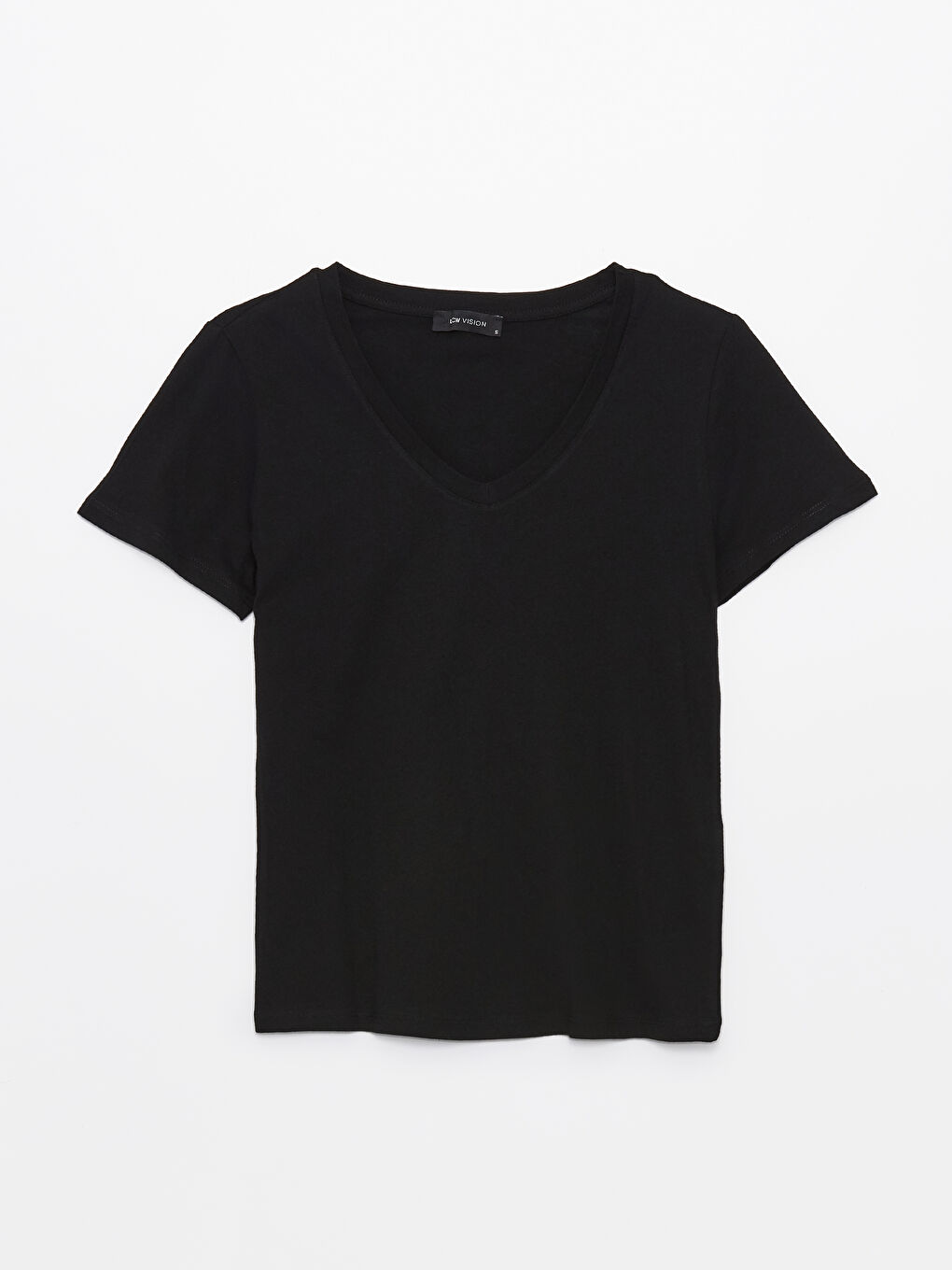 V Neck Straight Short Sleeve Women T-Shirt -S4FJ38Z8-CVL