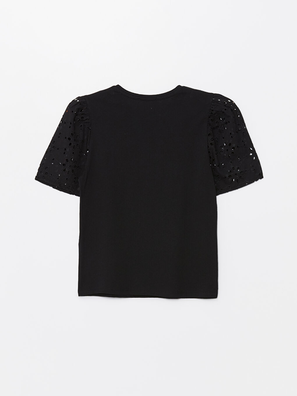 Crew Neck Self-Patterned Short Sleeve Women's Blouse-6