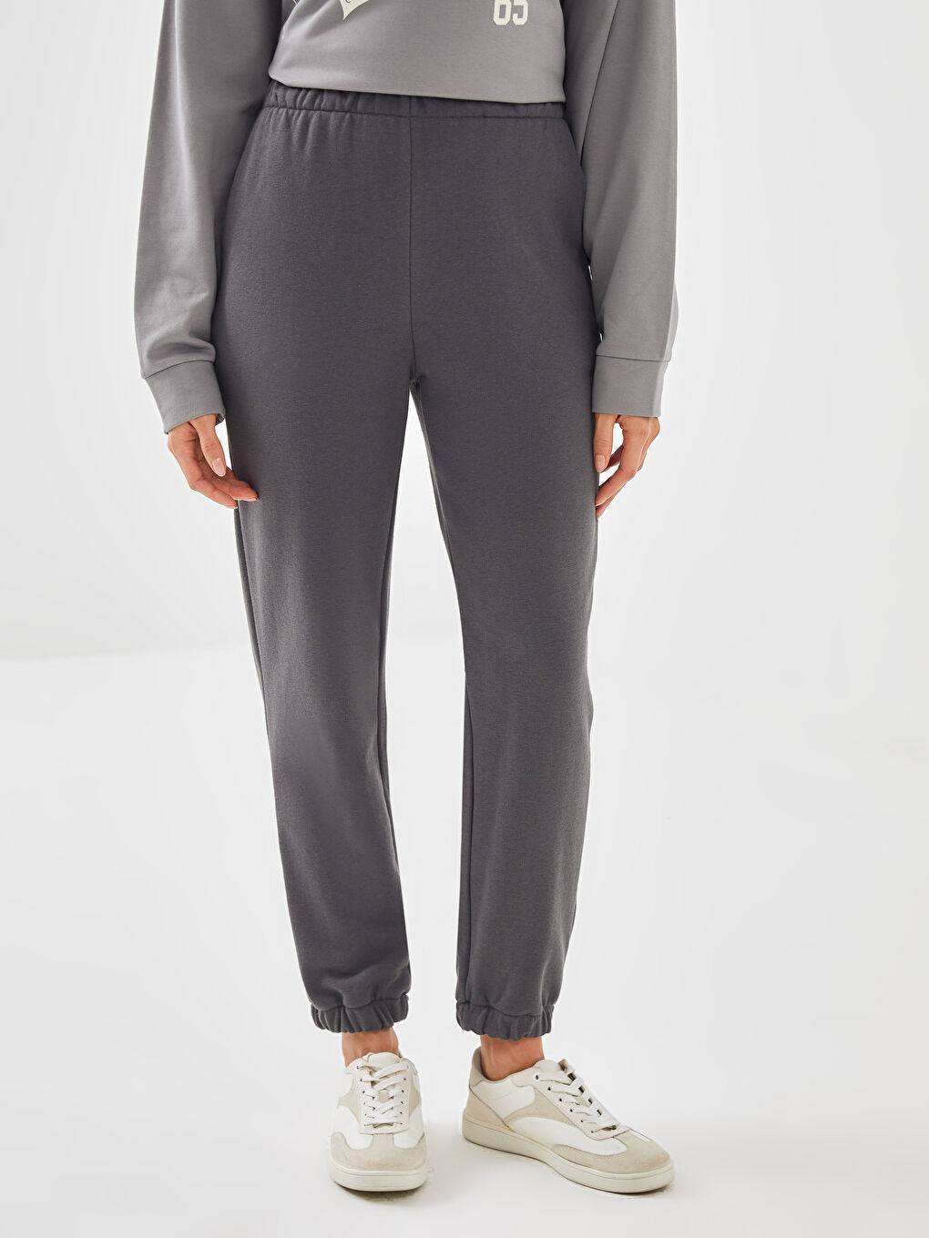 Women's Elasticated Waist Plain Jogger Sweatpants -S4FJ75Z8-JPT