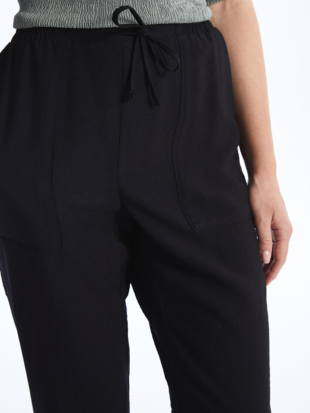 Elastic Waist Carrot Fit Women's Trousers-1