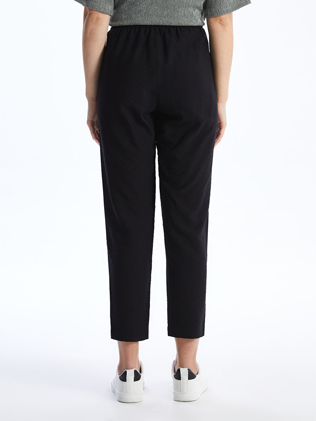 Elastic Waist Carrot Fit Women's Trousers-3