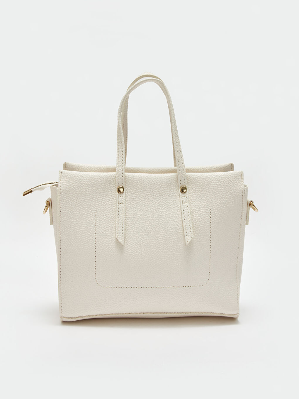 Bej Deri Görünümlü Kadın El Çantası-4