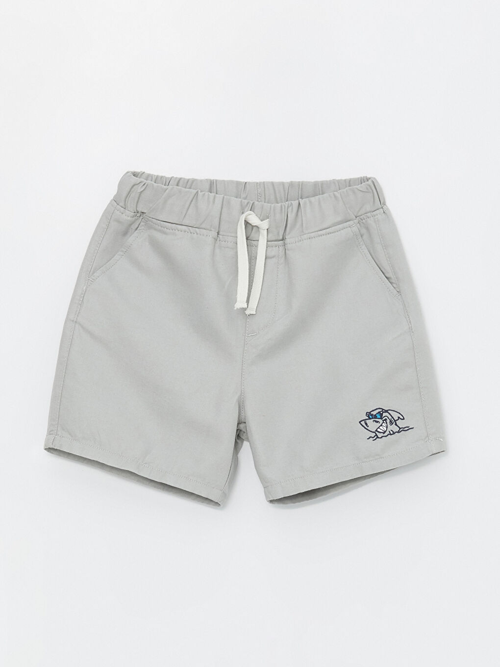 Gri Rahat Kalıp Beli Lastikli Erkek Çocuk Şort