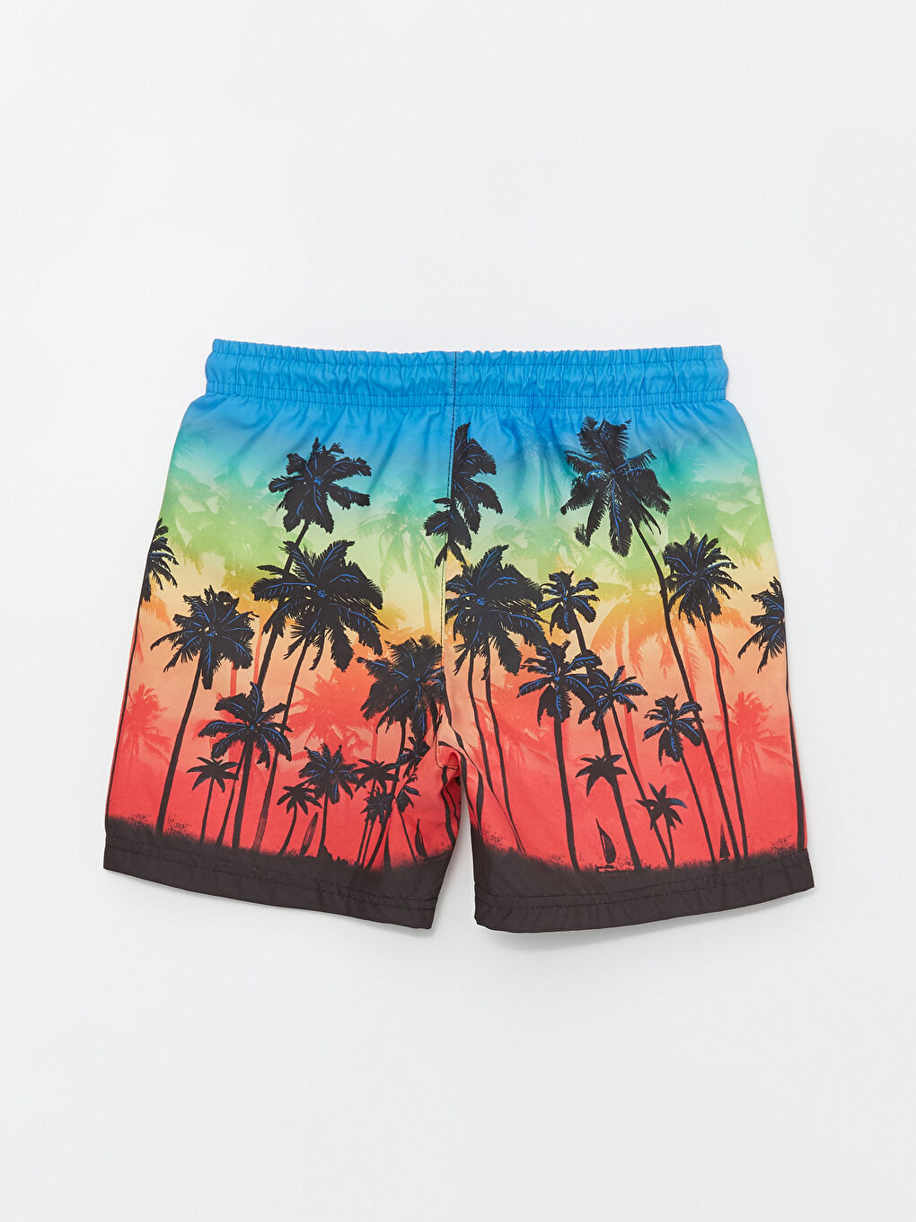 Turuncu Beli Lastikli Desenli Erkek Çocuk Deniz Şortu-1