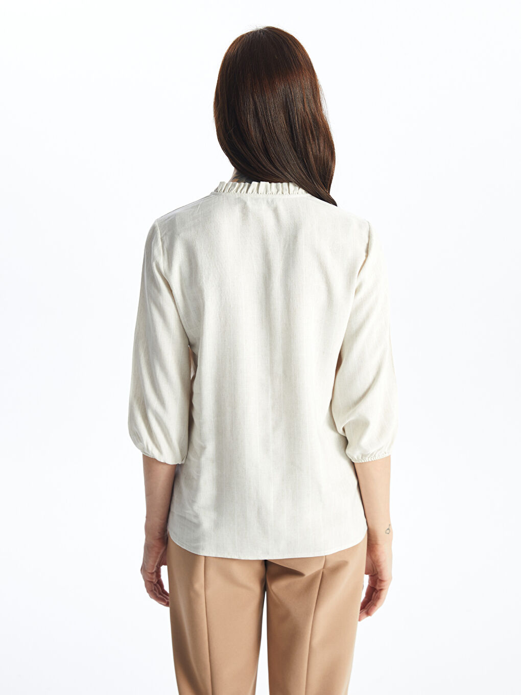 Loose Collar Embroidered Linen Blend Women's Blouse -S4FL50Z8-ELZ