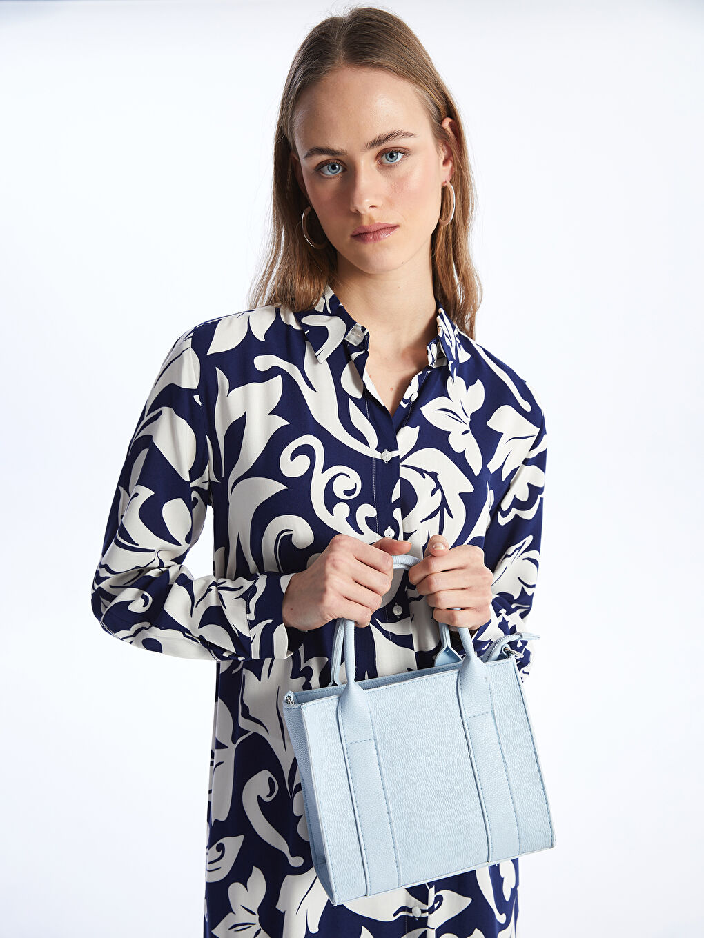 LCW ACCESSORIES Mavi Deri Görünümlü Kadın Tote Çanta