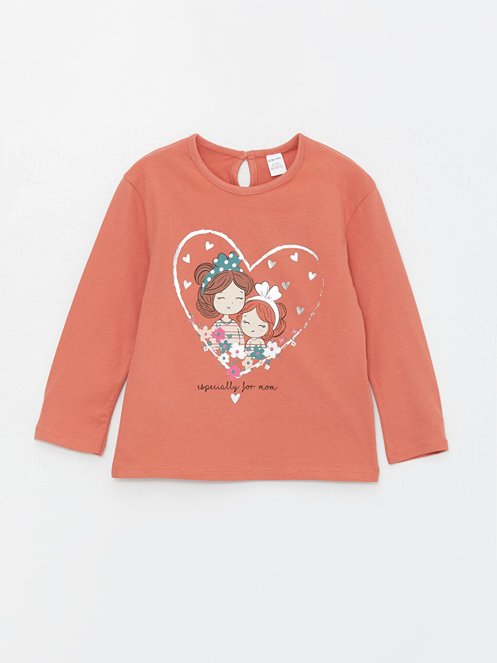 Turuncu Bisiklet Yaka Uzun Kollu Kız Bebek Tişört 2'li-1