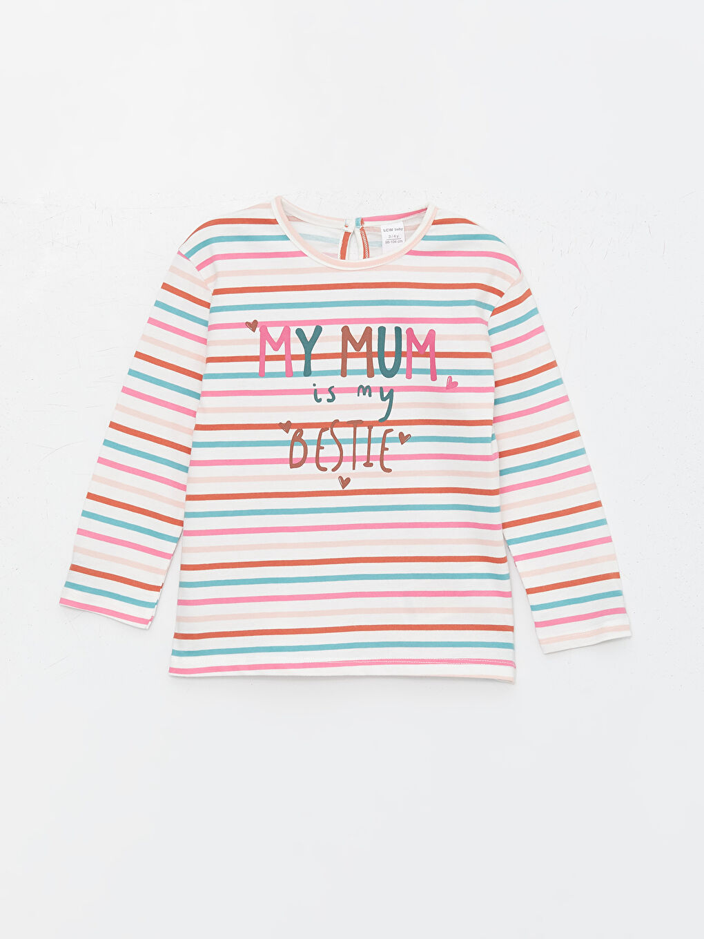 Turuncu Bisiklet Yaka Uzun Kollu Kız Bebek Tişört 2'li-3