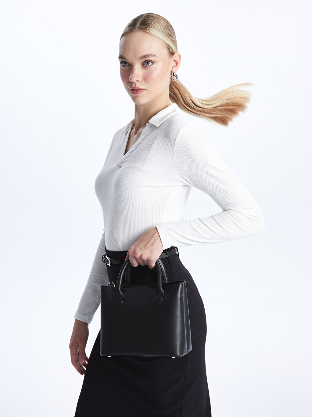 Leather Look Women's Tote Bag -S4FL63Z8-HUC