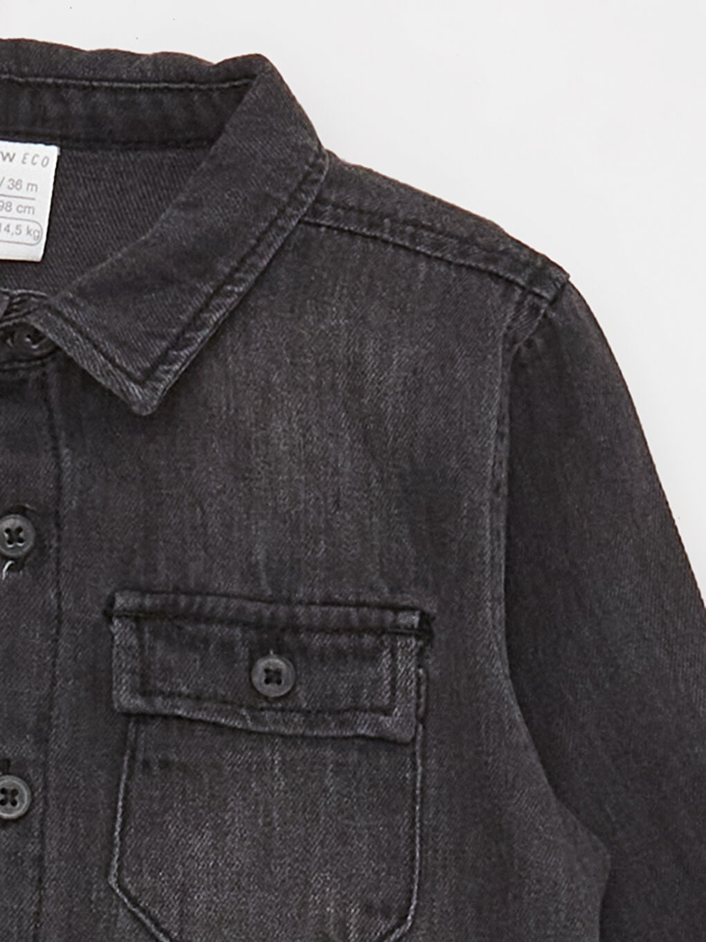 Сәби ұлдарға арналған ұзын жеңді деним джинс жейде-1