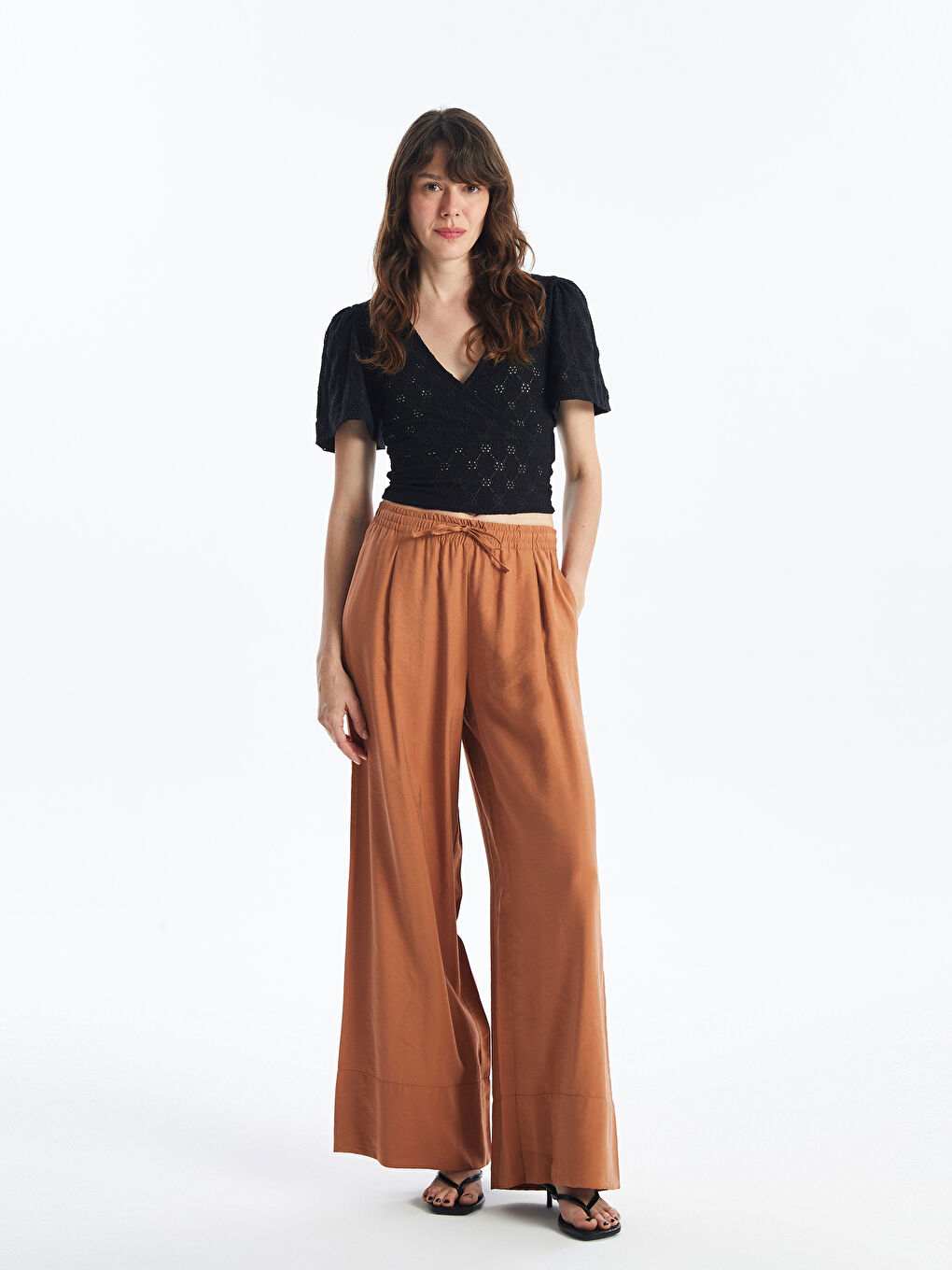 Double Breasted Neck Embroidered Short Sleeve Women's Crop -S4FL72Z8-CVL