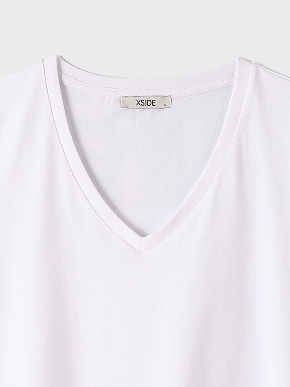 V-Neck Plain Short Sleeve Women's T-Shirt-2