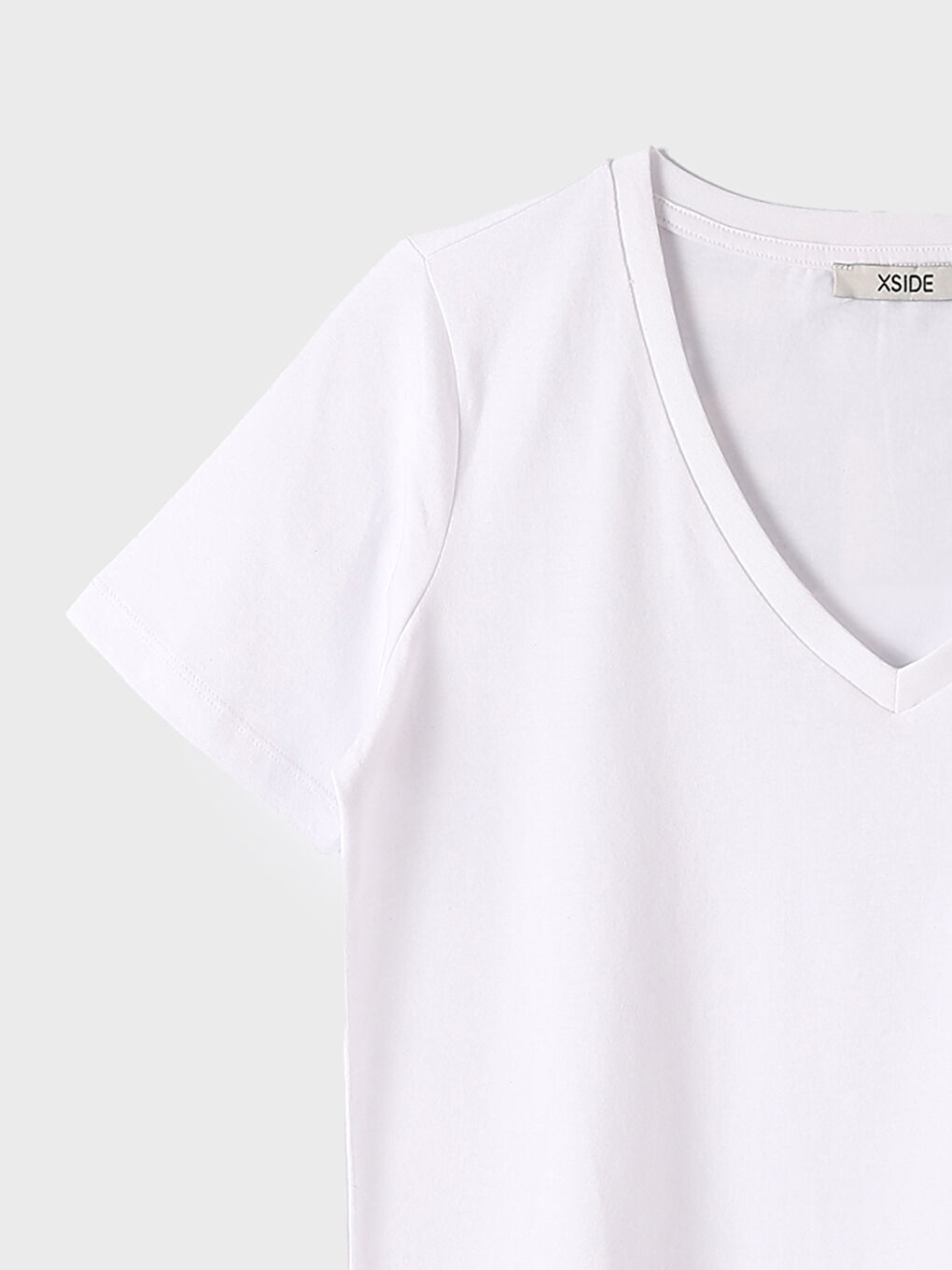 V-Neck Plain Short Sleeve Women's T-Shirt-3