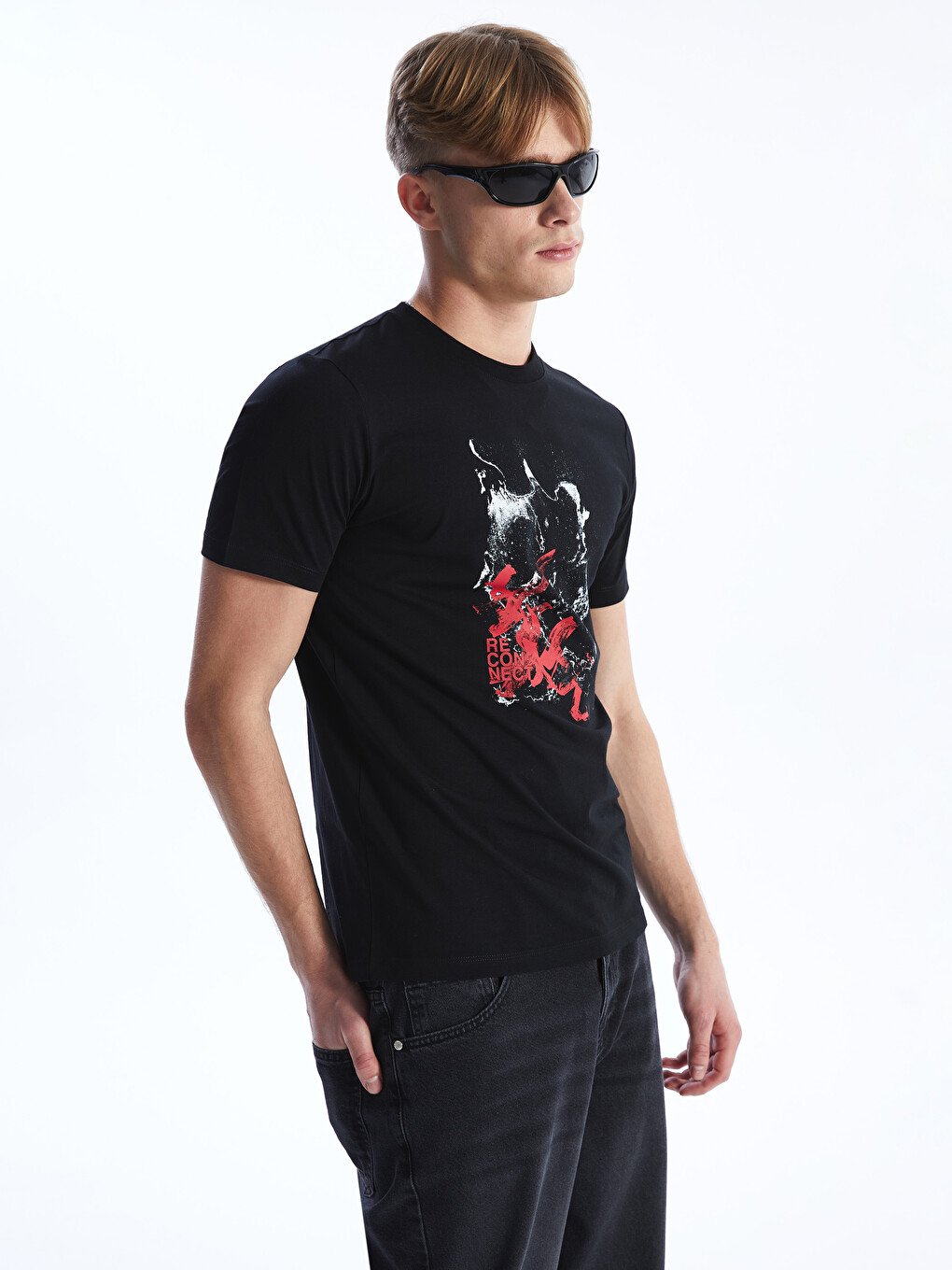 Crew Neck Short Sleeve Printed Combed Cotton Men's T-shirt