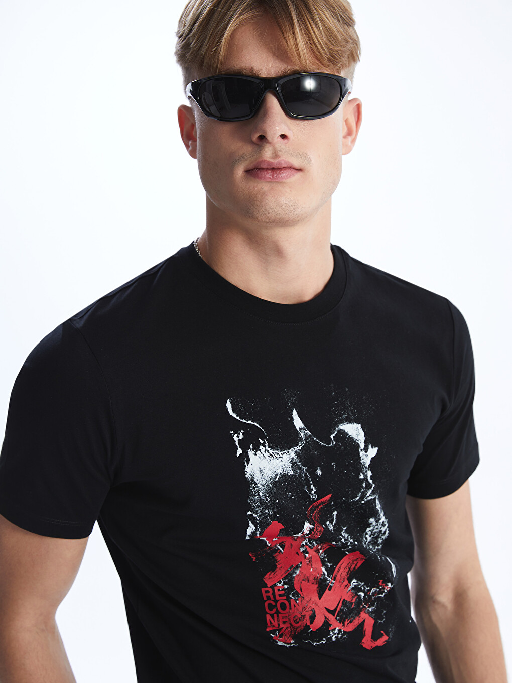 Crew Neck Short Sleeve Printed Combed Cotton Men's T-shirt-1