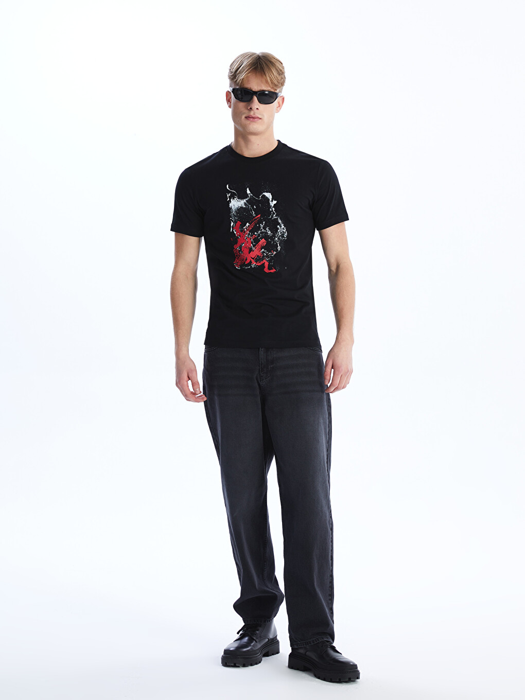 Crew Neck Short Sleeve Printed Combed Cotton Men's T-shirt-2