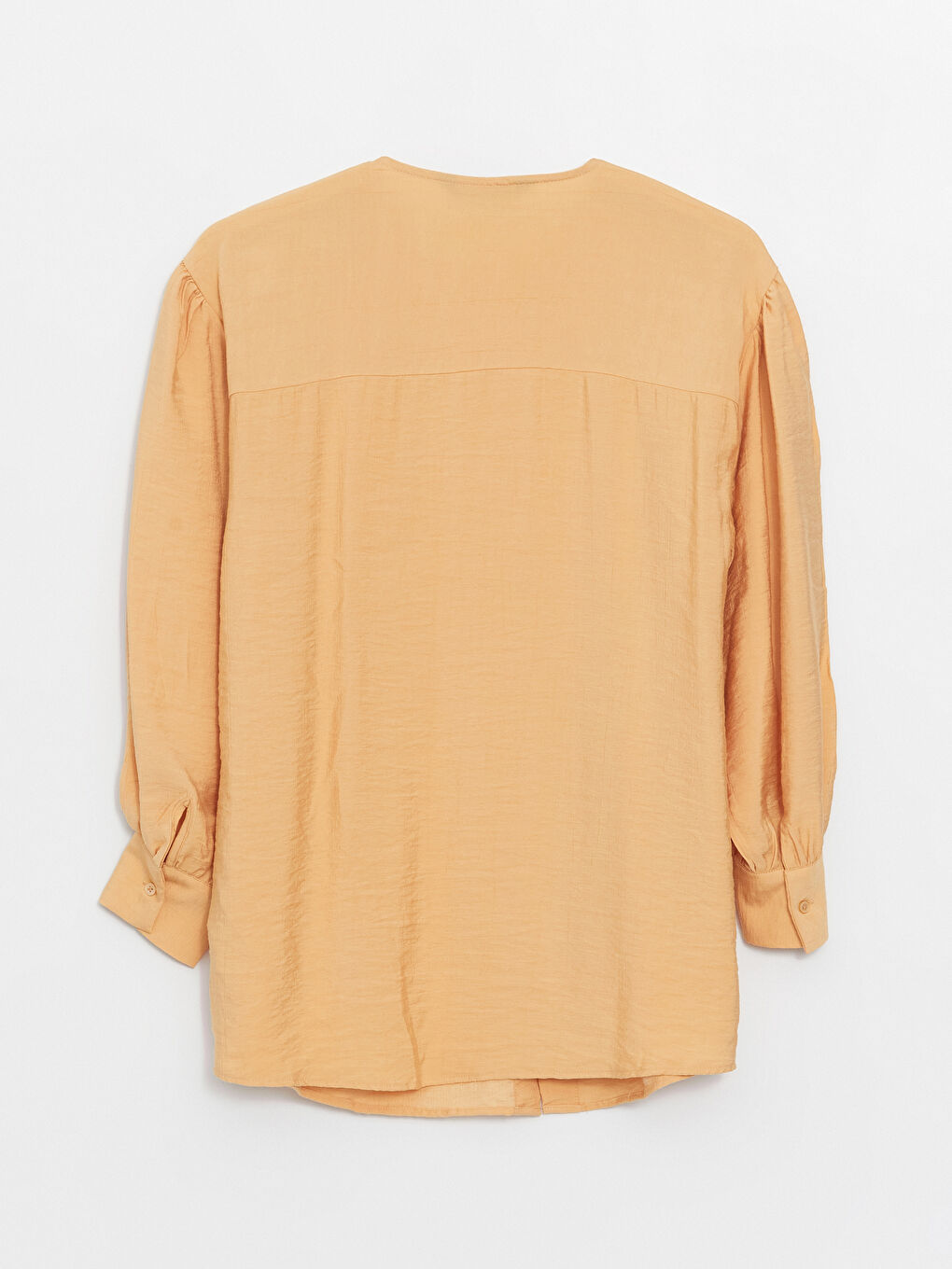 Turuncu Bisiklet Yaka Düz Uzun Kollu Oversize Kadın Gömlek Tunik-6