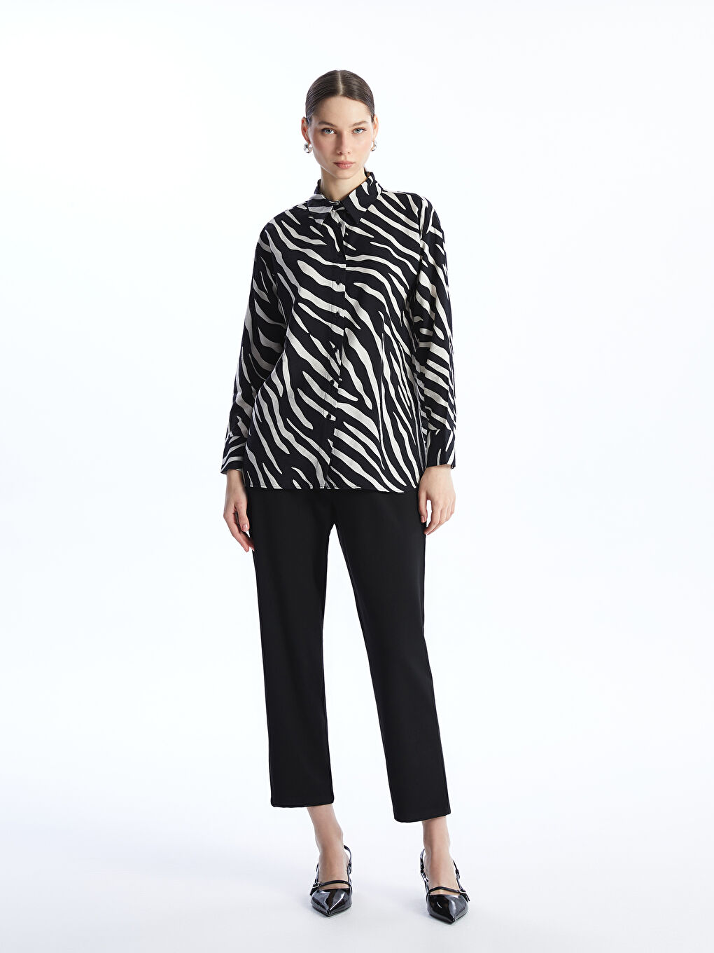 Patterned Long Sleeve Women's Shirt -S4FM30Z8-LQJ