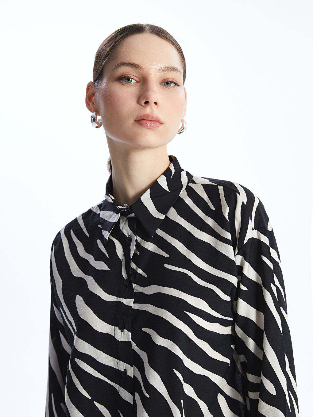 Patterned Long Sleeve Women's Shirt -S4FM30Z8-LQJ