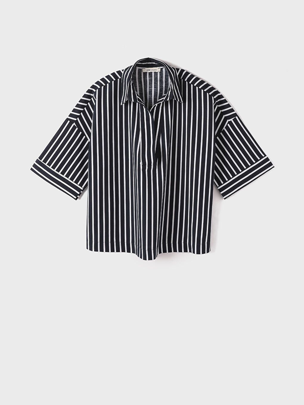 Collared Neck Patterned Short Sleeve Women's Blouse -S4FM48Z8-LEL